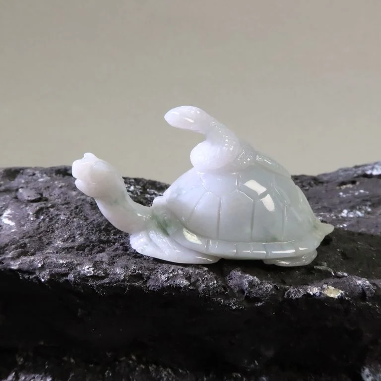 白玉小飄花玄武北方靈獸擺件