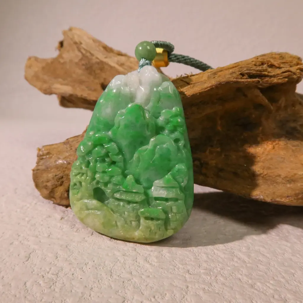 達馬卡三彩山水牌