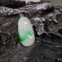 白底青如意扣吊墜18K