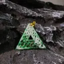 花青種縷空雕花三角吊墜