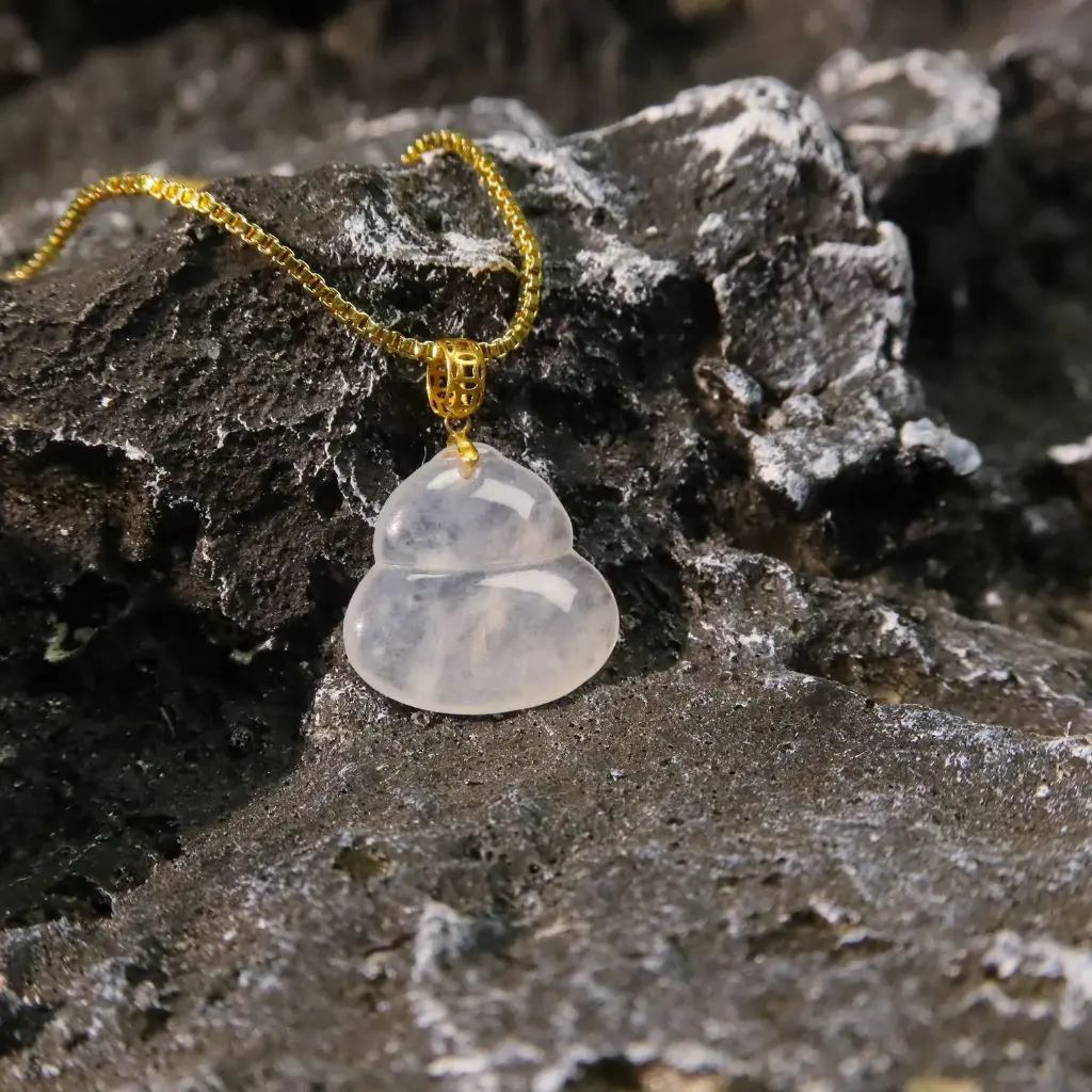 白冰種飄雪綿小胡蘆18K吊墜