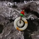 冰晴藍底飄楓葉紅子母扣