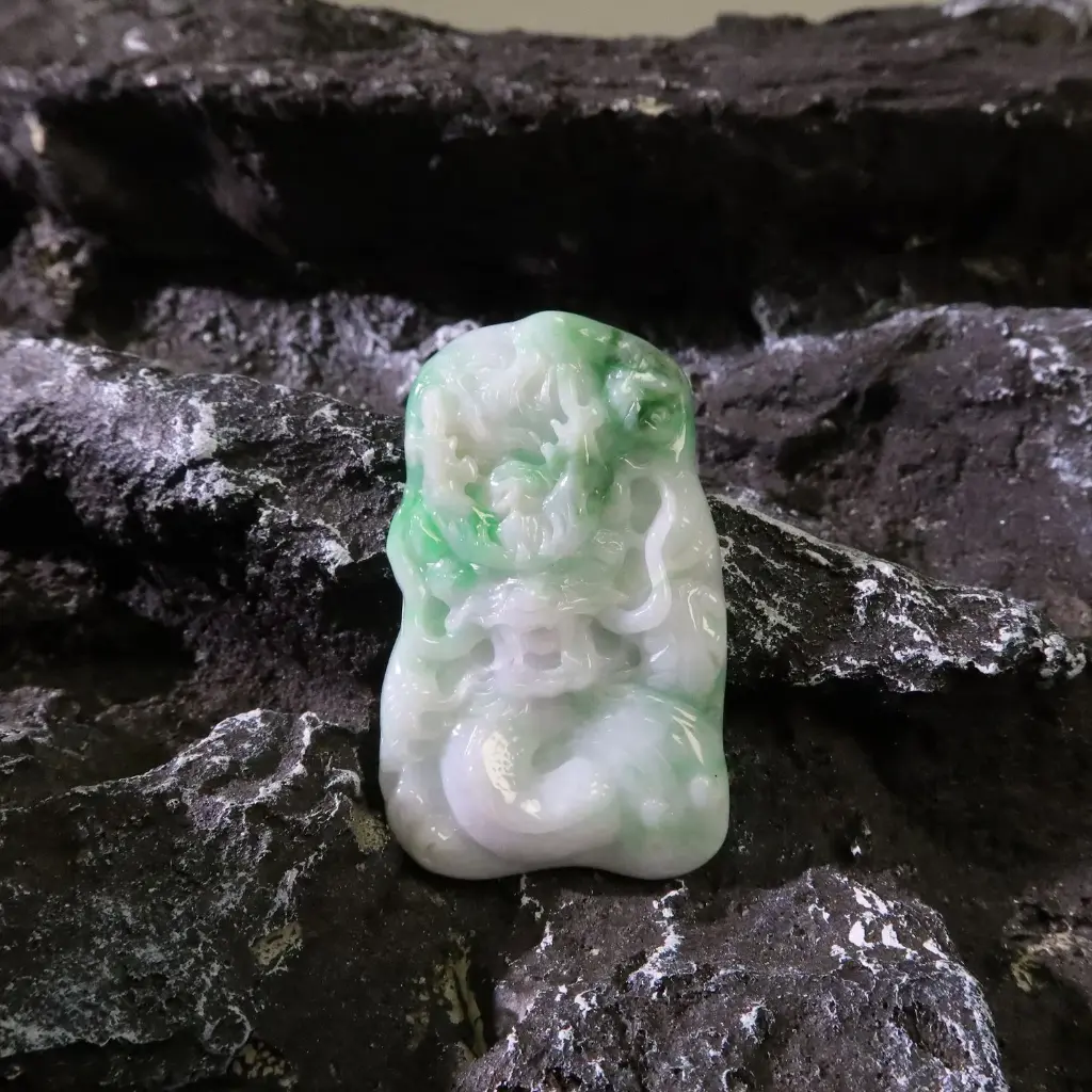 白底青玉龍牌掛件