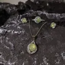 橄欖綠水滴款首飾套裝