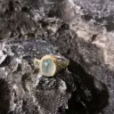 白冰底飄綠翠花橢圓蛋面戒指