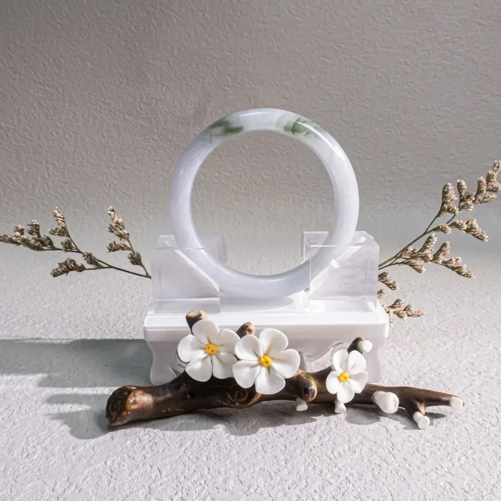 白底青飄水草綠花正圈56.7mm