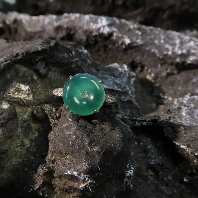 冰湖水綠平安扣戒指 [危地馬拉]