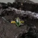 高冰玻種飄緣花隨形蛋面戒指