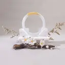 白底飄一抹黃翡圓條手鐲-太陽蛋