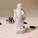 白底飄綠飄紅翡財神爺擺件印章