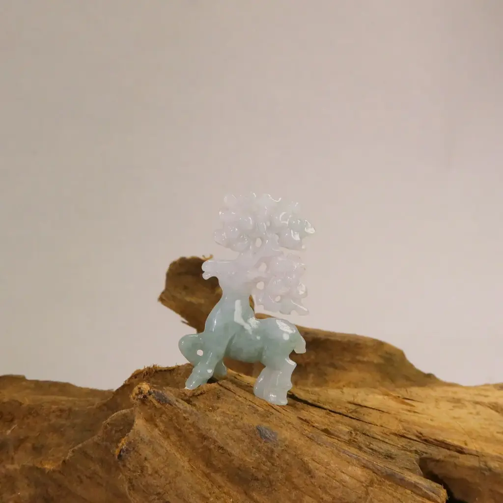 晴藍半山水梅花鹿一路有您小擺件